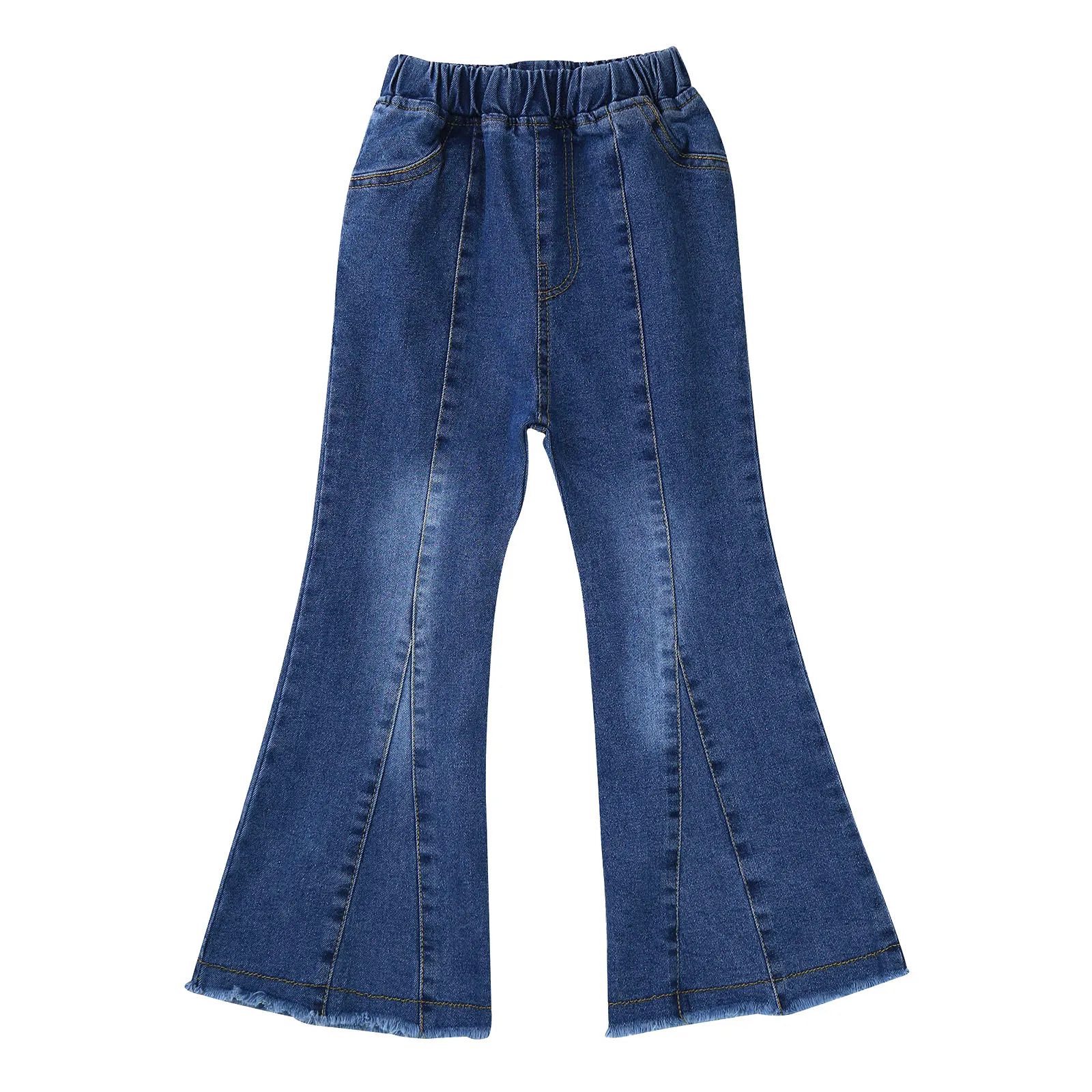 

New Spring Autumn Girls Flare Jeans Kids Fashion Pure Color High Waist Denim Pants Children Trousers Girls Clothes 5-14 Years