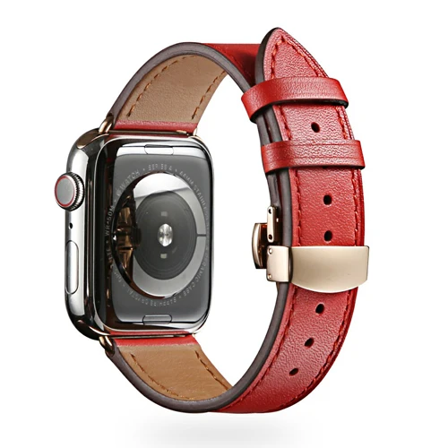 Бабочка Туфли с ремешком и пряжкой для наручных часов Iwatch, 4/3/2/1 ремешок для наручных часов Apple Watch, версии 3, 4 года группа 44 мм 40 мм, 42 мм, 38 мм, версия ремень из натуральной кожи браслет - Цвет ремешка: 5