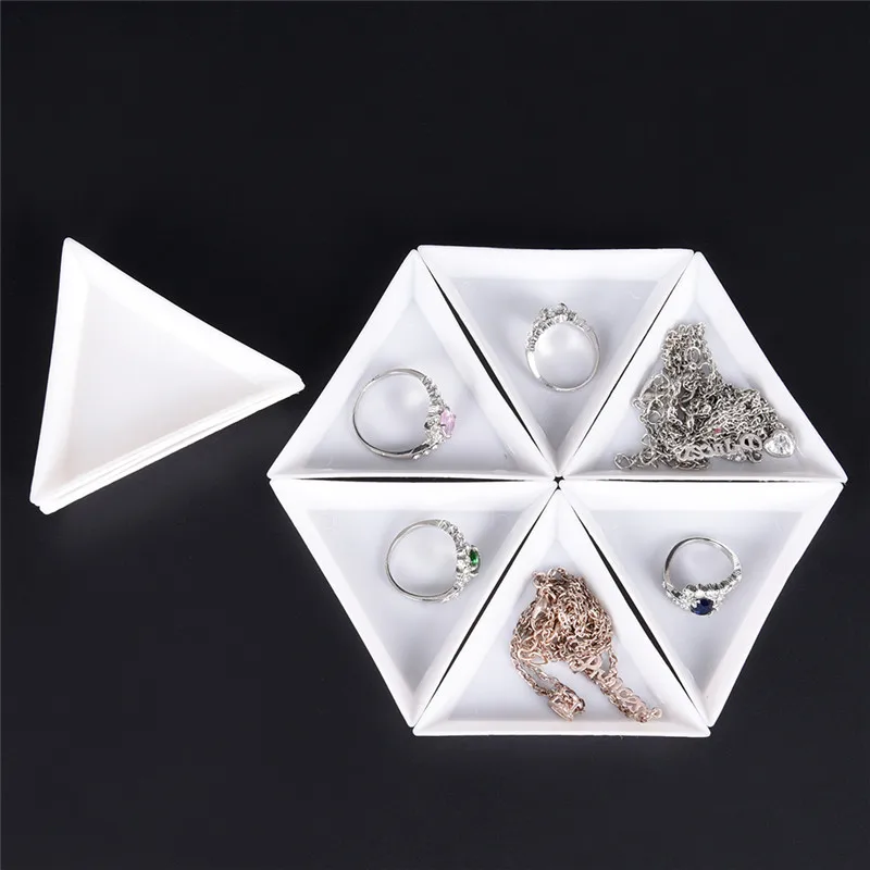 10Pcs White Containers For Beads Display PP Triangle Plate For Jewelry Beads Organizer Plastic Tray Packaging New