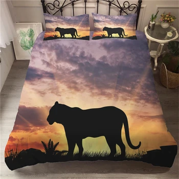 

Home Textile Tiger in a Beautiful Nature Bedspread Sunset Scenery Bedding Microfiber Duvet Cover Kids Bed Comforter Cover Sets