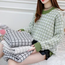 ^#Cheap Milinsus plus size plaid Knitted sweater women loose v neck batwing sleeve jumper female pullovers winter jumpers knitwear 2019 ^#Cheap Milinsus plus size plaid Knitted sweater women loose v neck batwing sleeve jumper female pullovers winter jumpers knitwear 2019