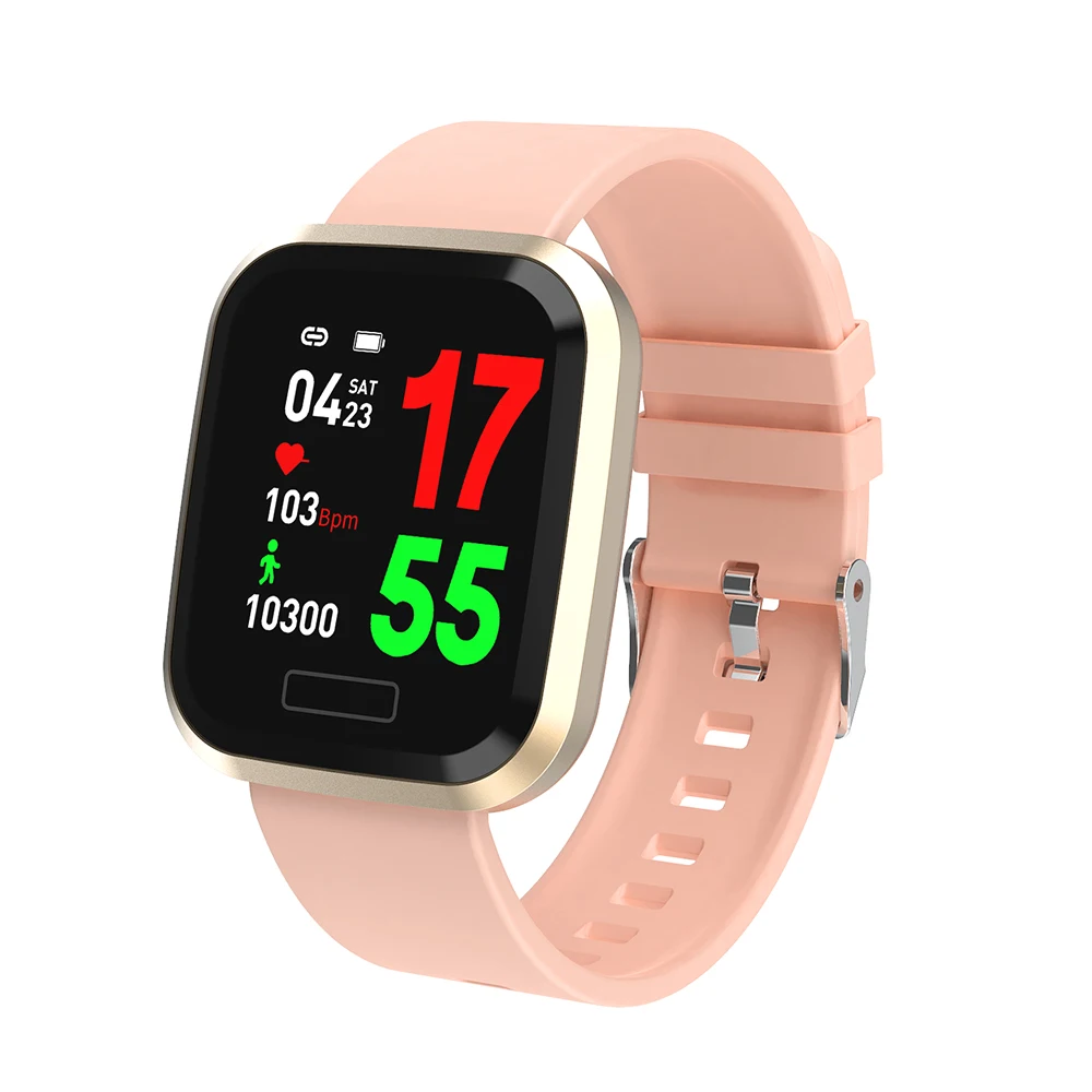 Pink silicone T10 Смарт-часы Миланский ремешок наручные часы с трекером пульсометр кровяное давление спортивный шагомер для IP67 Водонепроницаемый SmartWatch 18 м 20 мм 22 мм Миланский ремешок для браслета - Цвет: Pink silicone