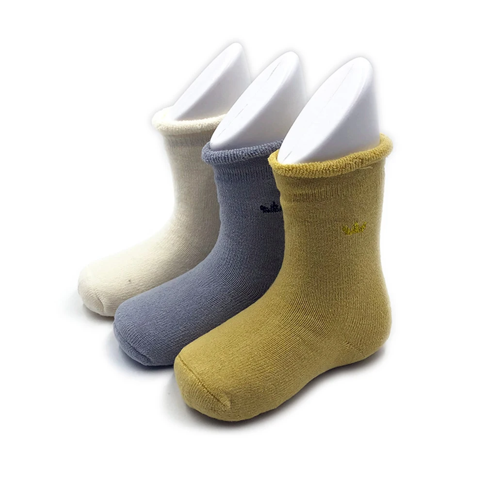 Зимние толстые носки для маленьких девочек с рисунком лотоса, 3 пар/лот теплые хлопковые махровые носки с манжетами в стиле пэчворк для мальчиков