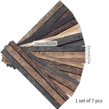 

7PCS/set Traditional Retro Wood Grain Wall Sticker Waterproof PVC Bedroom Decor Multi Functional Stickers for Kitchen Bathroom
