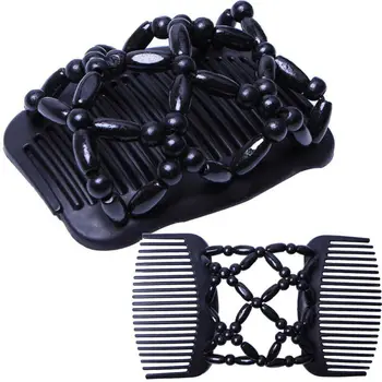 

2020 HOT Magic Double Hair Comb Professional Beads Stretch Clip Hairpin Women Ladies Elasticity Hairpin Accessories Bead