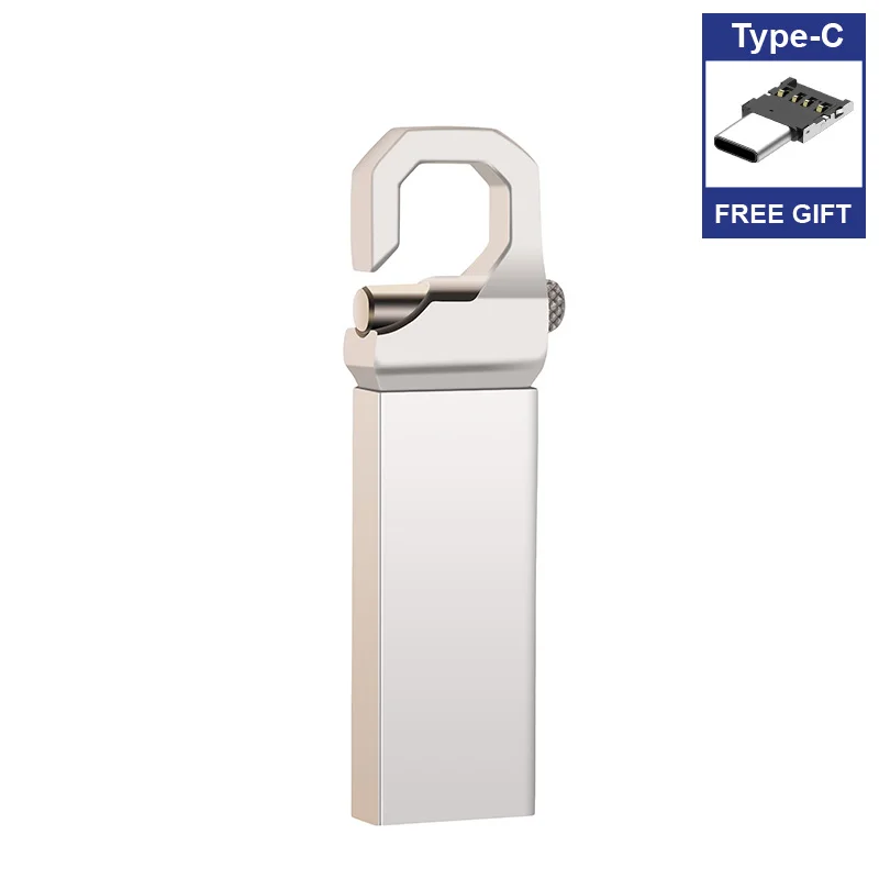 High Quality 128GB pendrive metal USB flash drive 2.0 Pen Drive 8g 16G 32GB 64GB cle usb memory Free type c or micro adapter