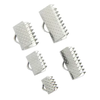 

50pcs/lot Crimp End Beads Buckle Tips Clasp cord String Ribbon leather Clip Foldover Connectors Supplies For DIY Jewelry Finding