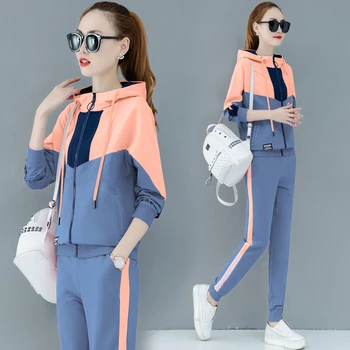 

tracksuit for women 2019 autumn female fashion large size loose hoodie tops+pants suits women's plus size two-piece sets