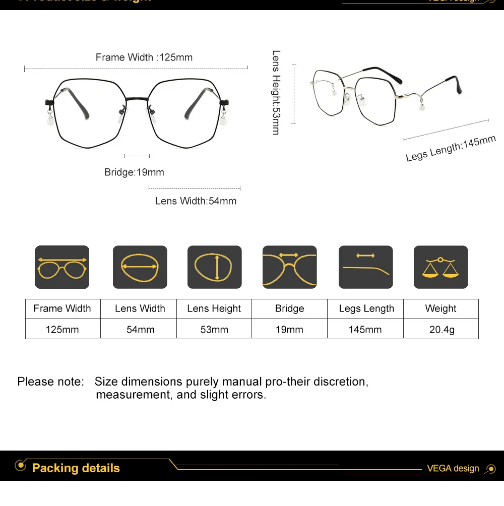 VEGA Eyewear Pearl Hexagon Glasses Frames for Women Vintage Luxury Designer Eyeglass Frame Latest Spectacle Frames Female VG252 (9)