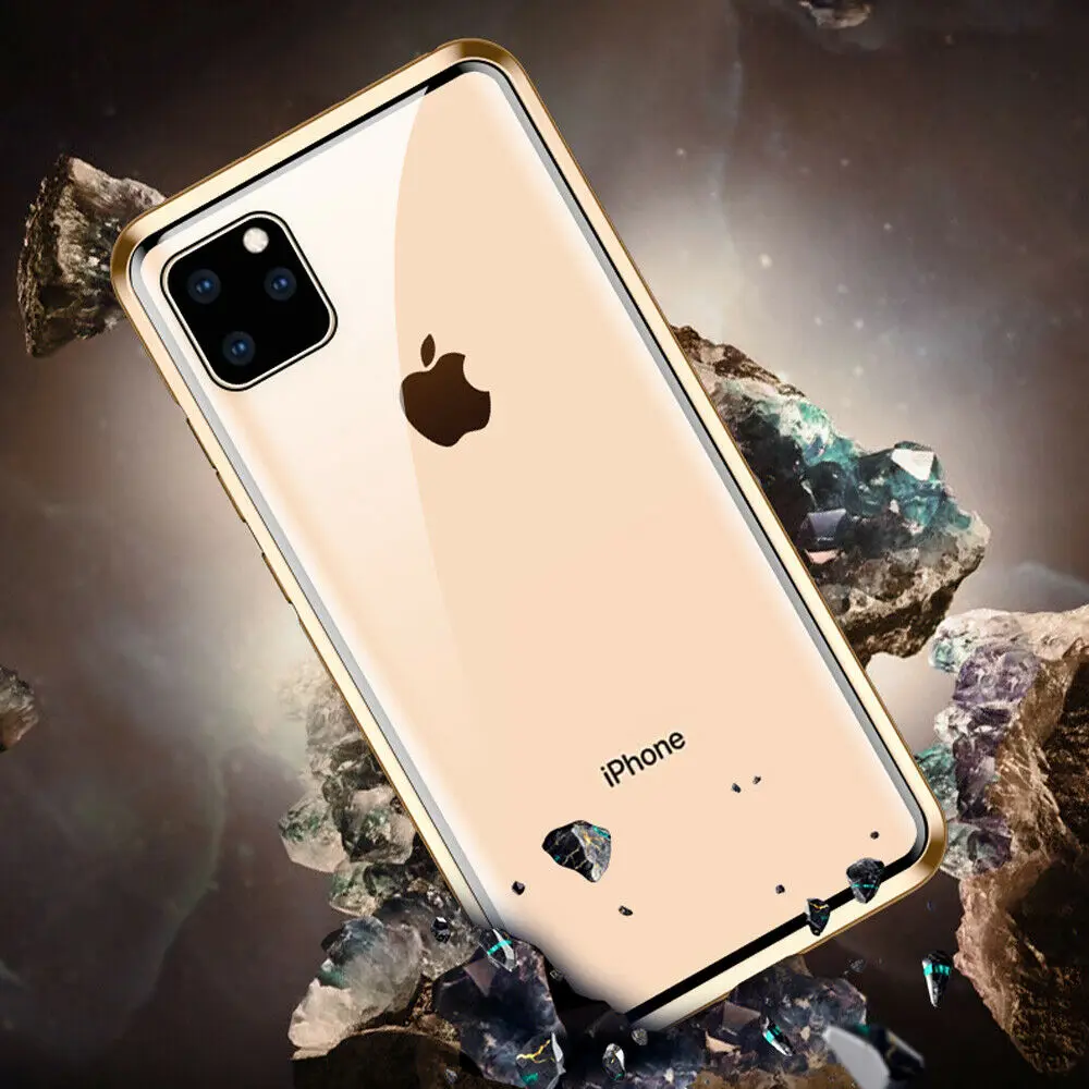 Магнитный адсорбционный чехол 360 ° для iPhone 11 Pro Max 7 8 6 6s Plus, защитная крышка из закаленного стекла для iPhone X XS MAX XR 10, чехол