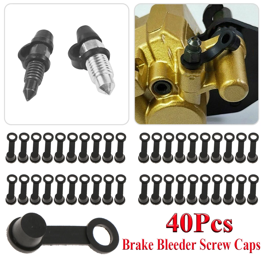 40pcsBrakeBleederScrewCapsGreaseZerkFittingCapRubberDust