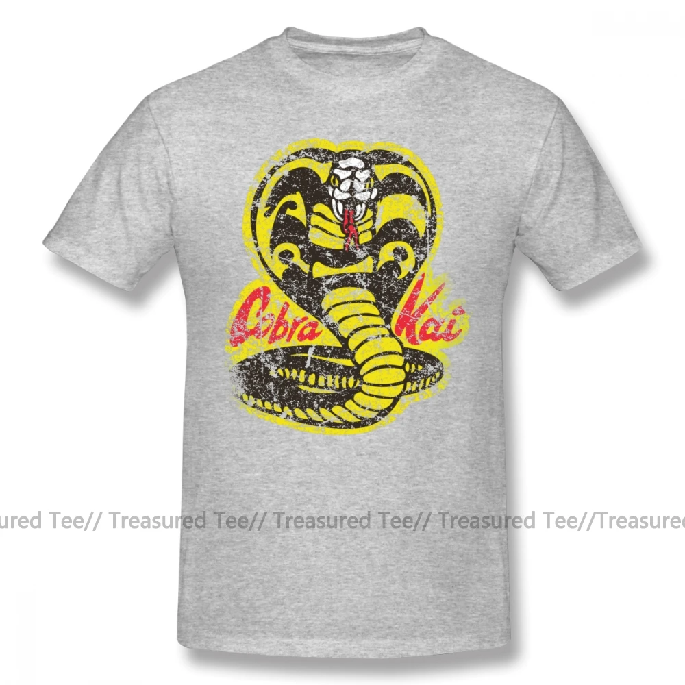 Футболка Cobra Kai, футболка Cobra Kai, футболка с коротким рукавом, свободная футболка, хлопковая классическая мужская забавная Футболка с принтом - Цвет: Gray