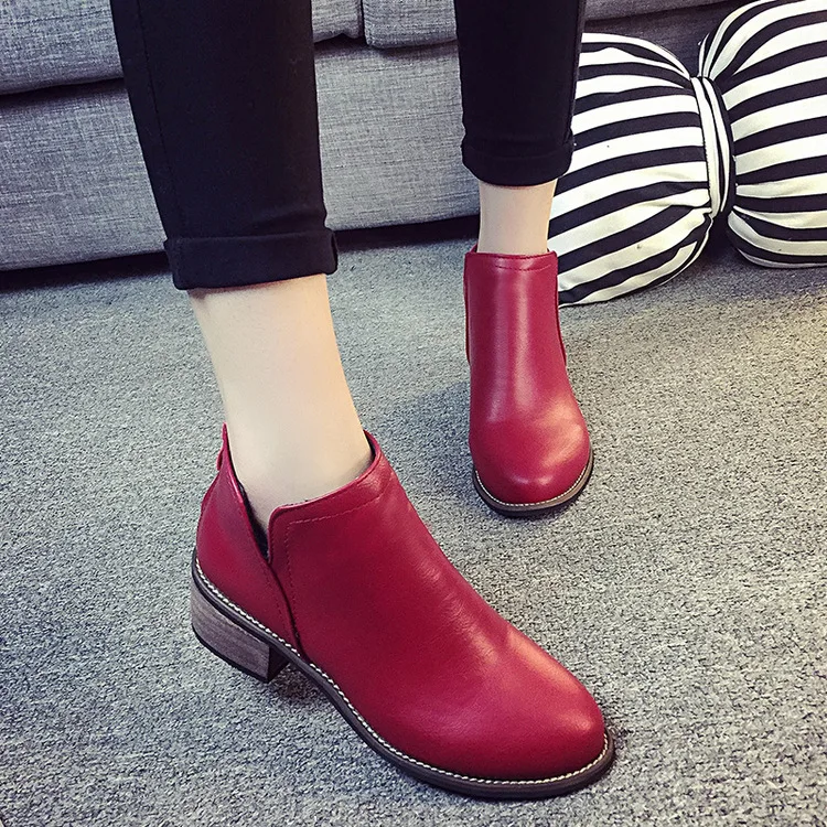 

2018 Autumn New Style Martin Boots Women's after Zipper Clog Dull Polish Chunky-Heel WOMEN'S Boots