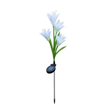 

Solar color LED lily lawn garden lamp 4 flowers EVA Low power consumption Removable Night light Lawn lamp