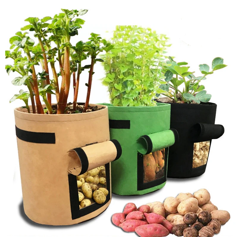 1 шт. садовые мешки для выращивания растений, садовые биоразлагаемые садовые нетканые горшки, садовая сумка для овощей, картофелесажалки