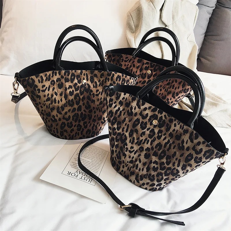 

Europe And America Style Fashion Dumpling Bag Two-Piece Set Leopord Pattern Magnetic Snap Shoulder Oblique Handbag