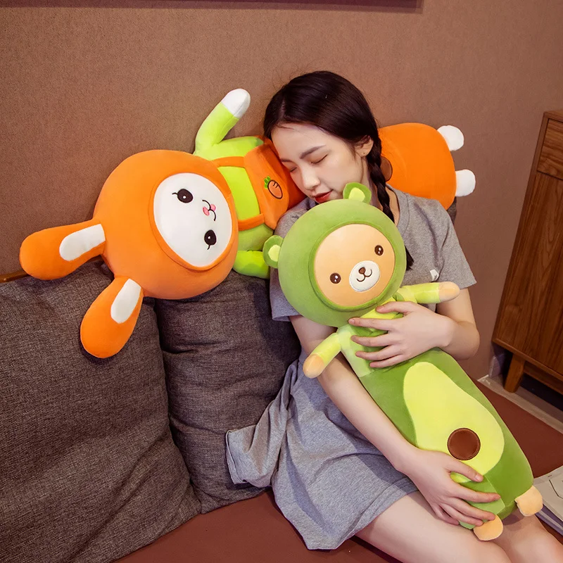 Cute Soft Long Rabbit Bear Boyfriend Pillow Plush Toys Stuffed Carrot Avocado Pause Office Nap Sleep Pillow Cushion Girls Gifts
