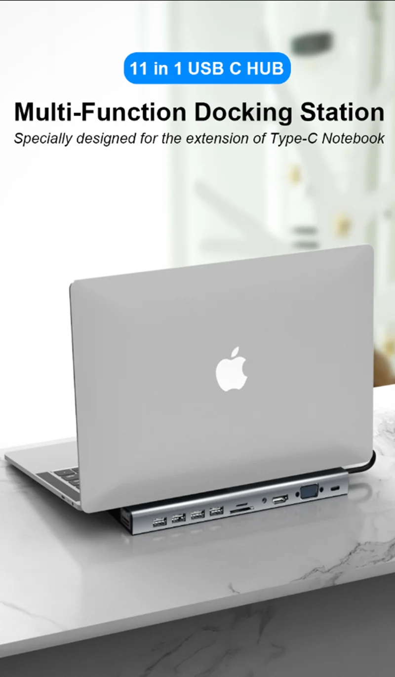 Bakeey Многофункциональный 11 в 1 USB-C концентратор док-станция адаптер с USB 3,0/2,0 type-C PD порт/RJ45 Внутренний порт/карта памяти