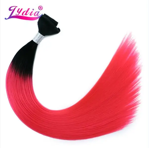 Blice Синтетический прямой 18-24 дюймов ткачество покраска методом Омбре Уток 1 шт/партия наращивание волос пучки для женщин - Цвет: 1B PINK
