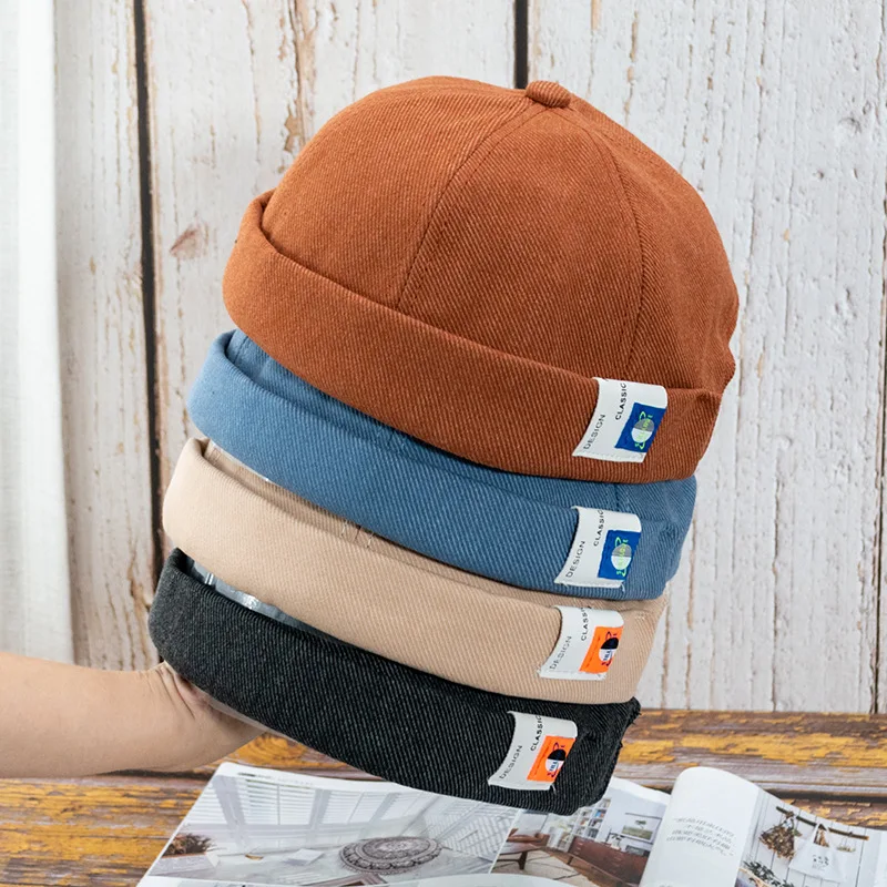 Men Vintage Docker Cap Brimless Hat Men 
