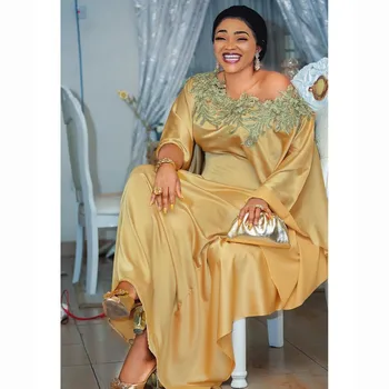 

Women's Clothing Summer Dress 2020 Fashion Golden Big Chiffon Patchwork Wide Hands Maxi Long Dress Casual Elastic Vestidos