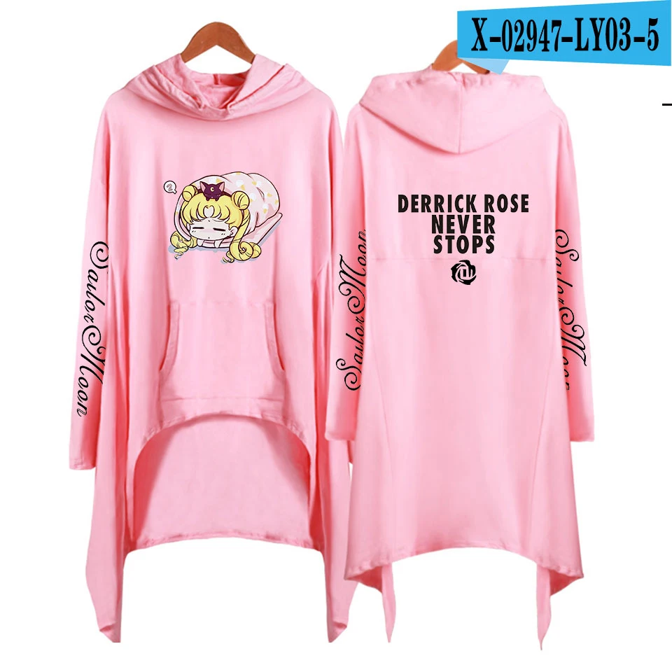 Сейлор Мун 90s мультфильм Толстовка Harajuku Ulzzang Толстовка женские толстовки в богемном стиле осенние креативные длинные женские пуловеры - Цвет: pink