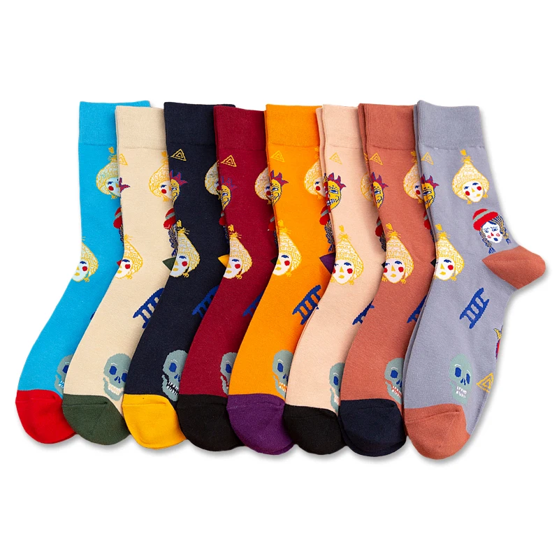 LOUGONGZI graphic socks funny sox creative happy color art pattern cotton fashion geometric hosiery novelty patterned sandal