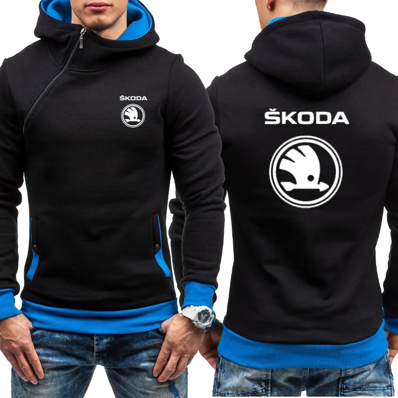 Толстовки с капюшоном и Для мужчин для автомобиля Skoda логотип печати Повседневное в стиле «хип-хоп» Толстовка Harajuku теплые флисовые толстовки с капюшоном мужская молния куртка
