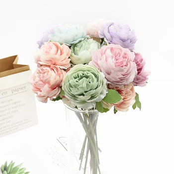 

10 Pieces European single colored peonies Artificial flowers DIY Wedding bouquet christmas decoration for home decoration floral