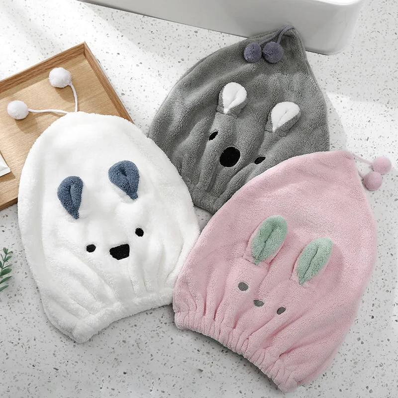 Wearable Towel Microfiber Bath Dry-Hair Quickly Women Cute Solid Hat