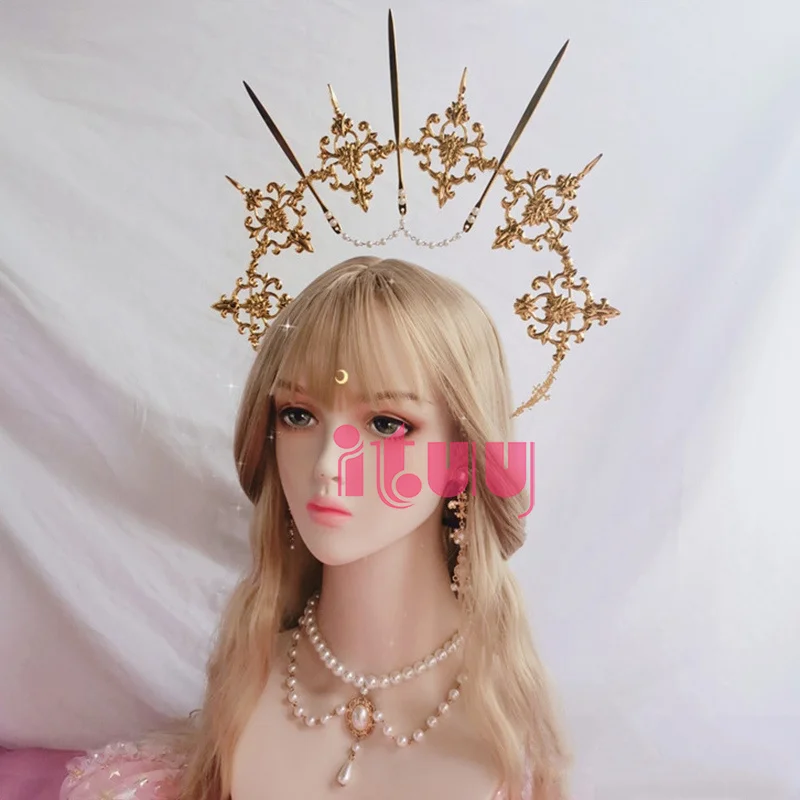 ITUY Lolita Vintage Kc Headband Angel Gold Halo Goddess Headpiece Virgin Mary Bride Crown Bead Chain Baroque Tiara Headwear -Zentai shop online H399a4c6483704970ae9c4ddf1ff8bf08A.jpg