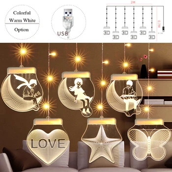 

Room Light Decor USB LED String Colorful Pendant Decorative Fairy Lights Remote Control For Wedding Party Bedroom Warm White Opt