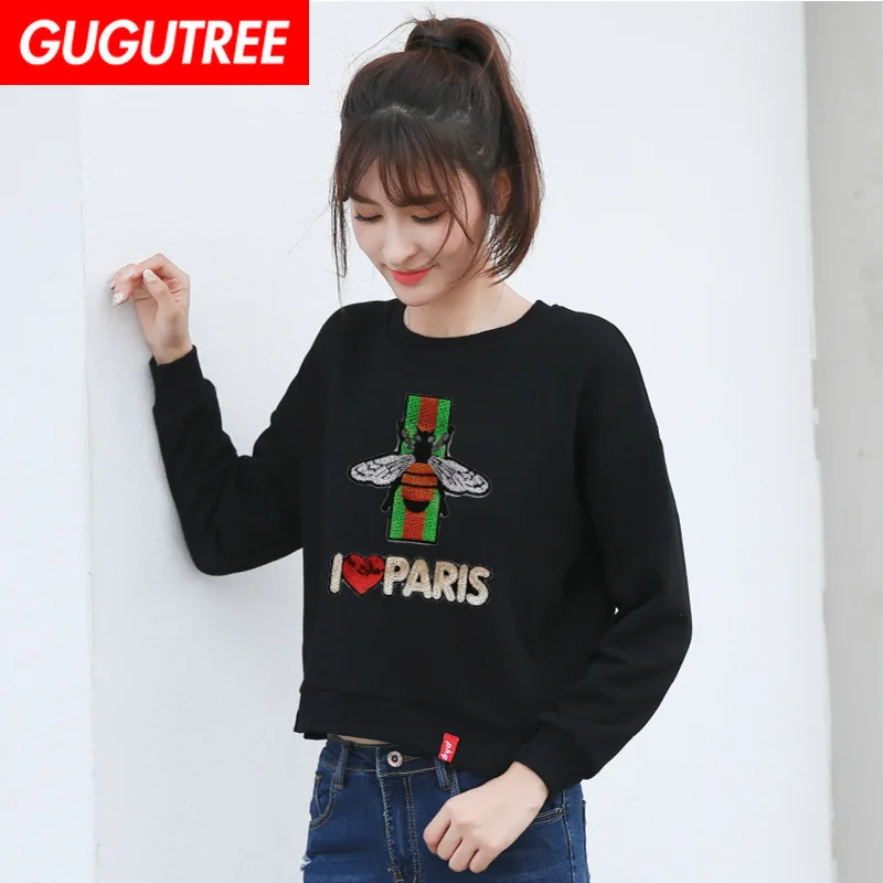 

GUGUTREE embroidery Sequins big tiger bee patches animal patches badges applique patches for clothing XC-76