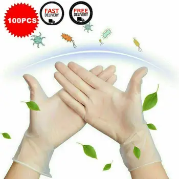 

100PCS Disposable Vinyl PVC Powder Latex Free Strong White Screen Touch Food Isolate Pollution Hygiene Safety Protective Gloves