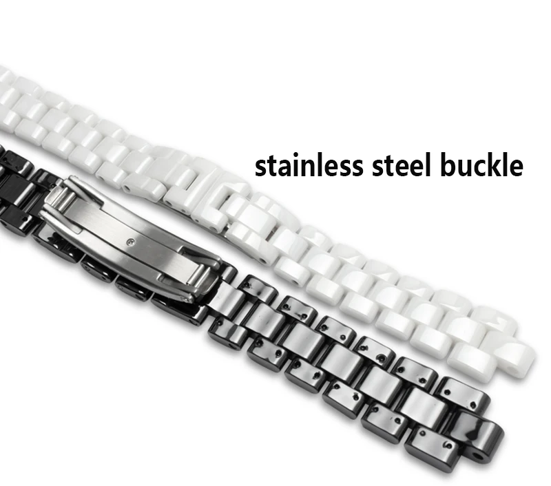 Для J12 Керамика браслет Высокое качество Женские Мужские часы ремешок модный браслет черный белый 16 мм 19 мм