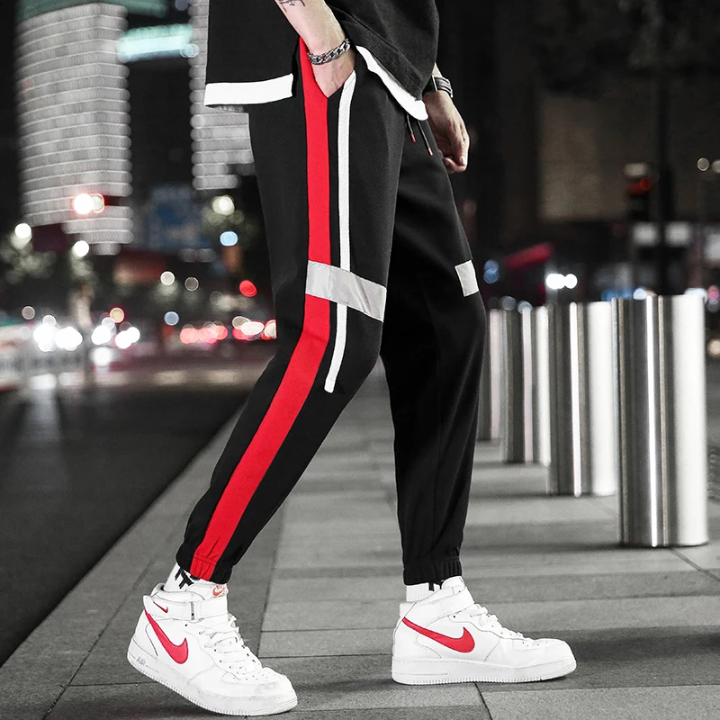 

Men's Sports reflective Pants Korean Trend Casual Pants 2020 New Wild Spring and Autumn Straight Pants Men's Tide Elasticated
