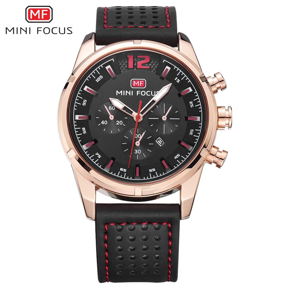 

Mini FOCUS/MEN'S Table/Japan Movement/Calendar Night Light Waterproof/Leather Watch Strap/False Three-Eyed 0005G