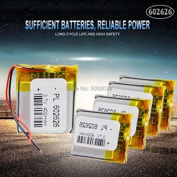 

10pcs 3.7V 400mAH 602525 602626 PLIB polymer lithium ion / Li-ion battery for SMART WATCH GPS