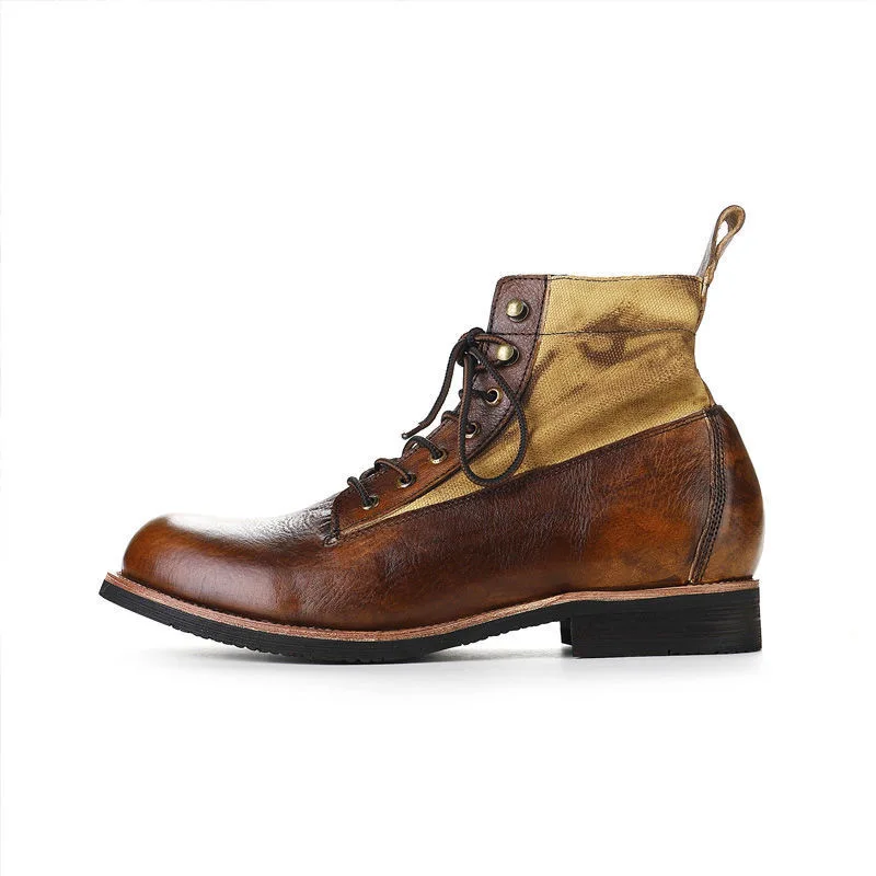 Autumn Winter Men's Short Boots Retro Make old American Casual Oaratrooper Locomotive Shoes EUR 38-48 mens leather boots motorcycle leather boots