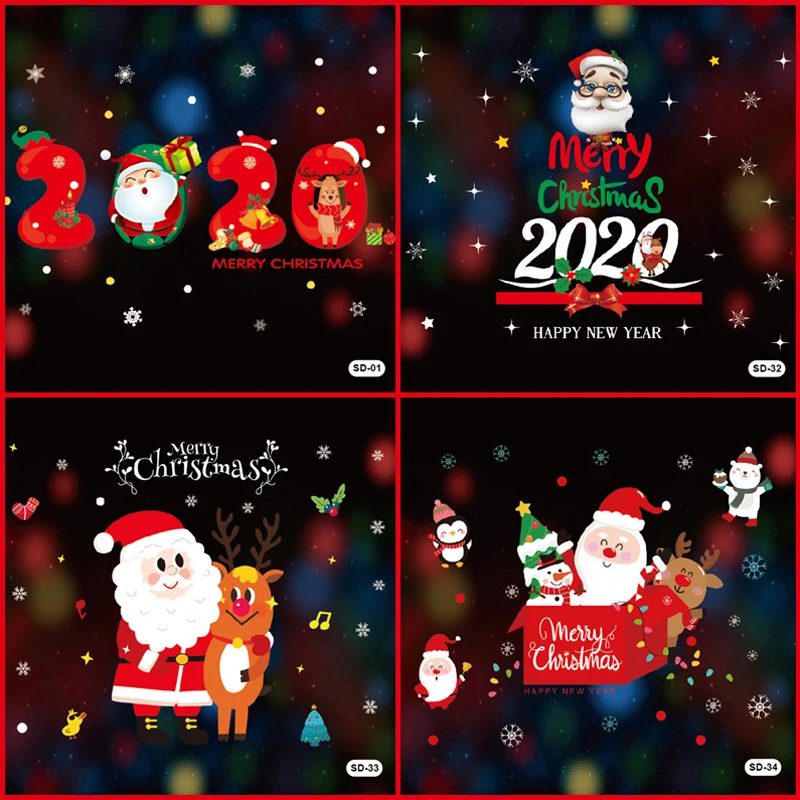 

50*70cm Xmas-Sticker Christmas Sticker Home Decoration Santa Claus Window Electrostatic Stickers New Year Stickers Glass Sticker