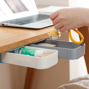 

Hidden Table Under Paste Plastic Desk Organizer Memo Pen Stationery Storage Box Case Desk Drawer Divider Stationery Sticky Decor
