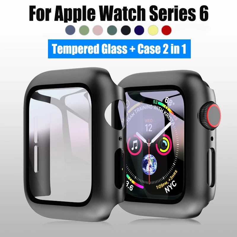 Защитный чехол на весь экран Матовый Жесткий для Apple Watch 6/SE/5/4/3/360 защитная пленка