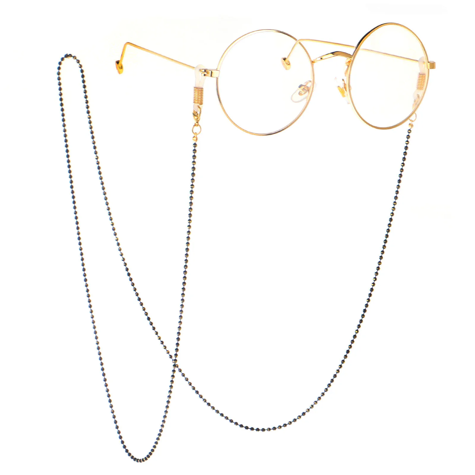 

Black And White with Pattern Beads Pendant Sun Glasses Chain Travel Fashion Sunglasses Anti-slip Lanyard Glasses Pendant Anti-lo