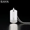 Men Pendants  Necklace for Male,Classic Tungsten Inlay CZ Stones with Titanium Steel Cuban Chain, Engraving 1