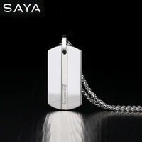 Men Pendants  Necklace for Male,Classic Tungsten Inlay CZ Stones with Titanium Steel Cuban Chain, Engraving 1