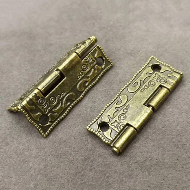 10Pcs 25&times;14/36&times;14mm Antique Cabinet Hinge Furniture Kitchen Accessories Vintage Jewelry Wooden Box Hinges with screws