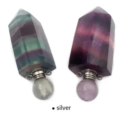 Silver WT-P1473 Новое поступление! подвеска в виде бутылочки парфюма кулон из натурального камня бутылка из камня с серебром/Золотой Гальванизированный подвесной крючок - Окраска металла: Silver