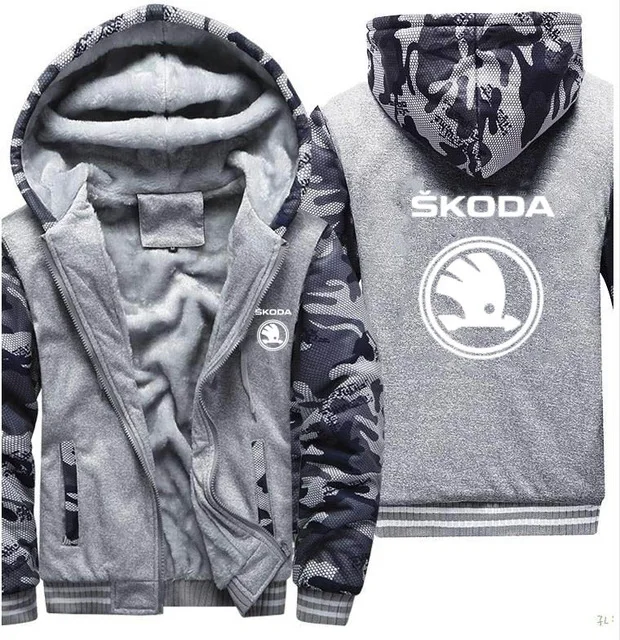 Мужская толстовка с логотипом Skoda Повседневная теплая флисовая куртка на молнии S