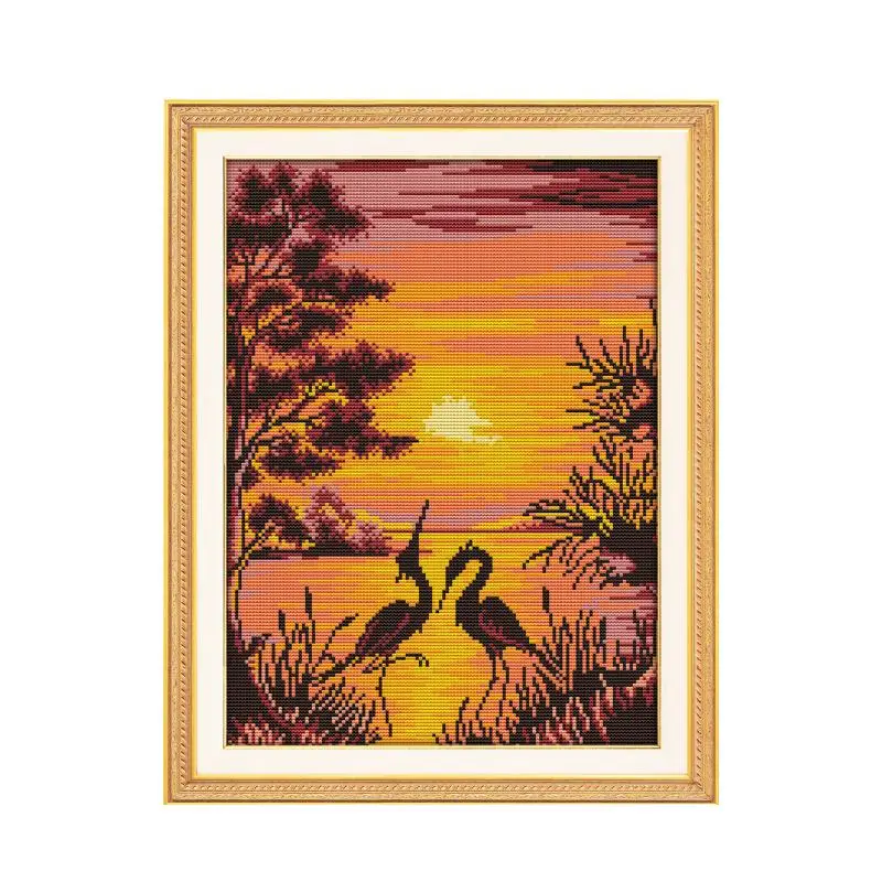 Joy Sunday Sunset crane shadow Счетный Набор для вышивки крестом Набор для вышивания рукоделия китайские печатные украшения для дома broderie