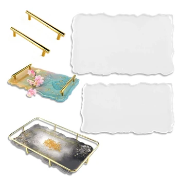 

2Pcs Rectangle Epoxy Resin Mold Irregular Tray Large Silicone Mold for Resin Rack Tray Home Decoration DIY Craft Making